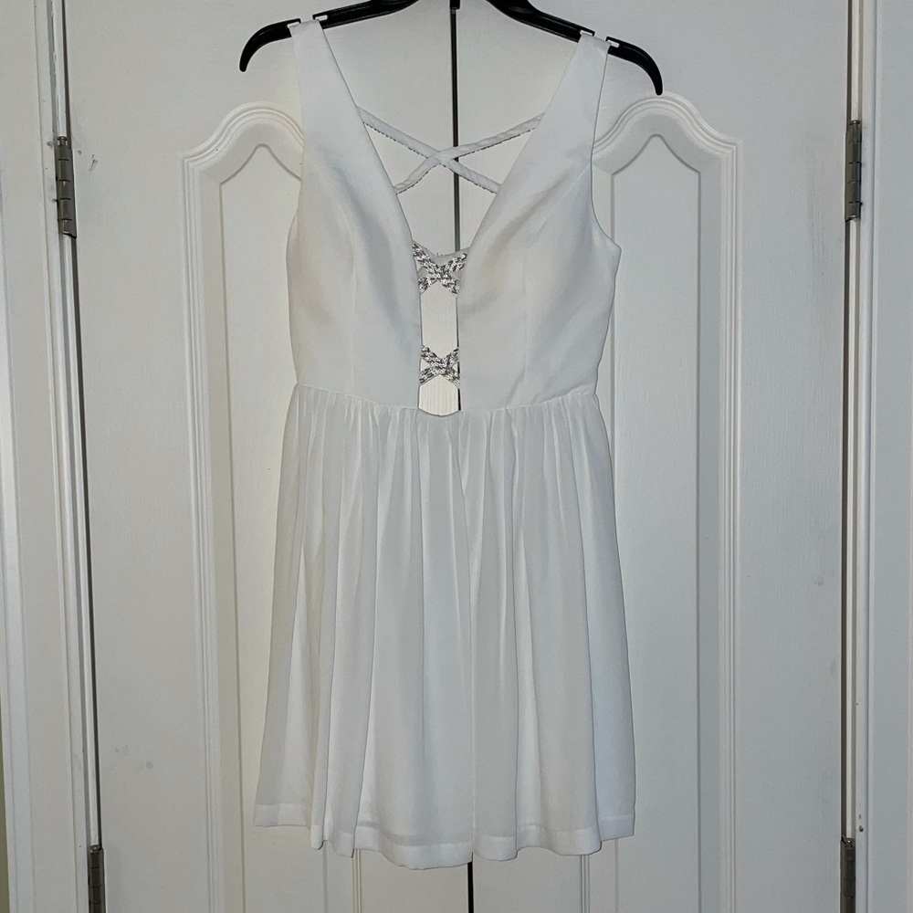 White deep v GB dress